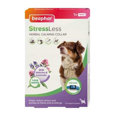 Zgardă Beaphar Anti-Stress câine, 65 cm – calm natural în situații stresante